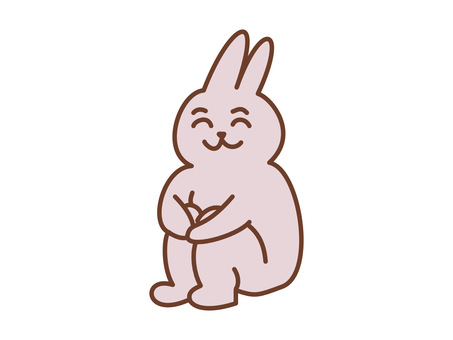 笑顔　体育座り　ウサギ 笑顔,ニコニコ,にこにこ,笑う,楽しい,体育座り,体育すわり,座る,膝を抱える,うさぎのイラスト素材