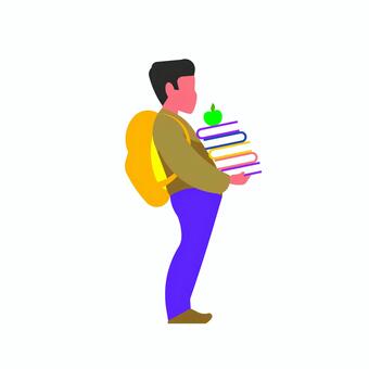 人物 048 学生,本,勉強,教育,バックパック,学校,知識,学習,登校,読み物のイラスト素材