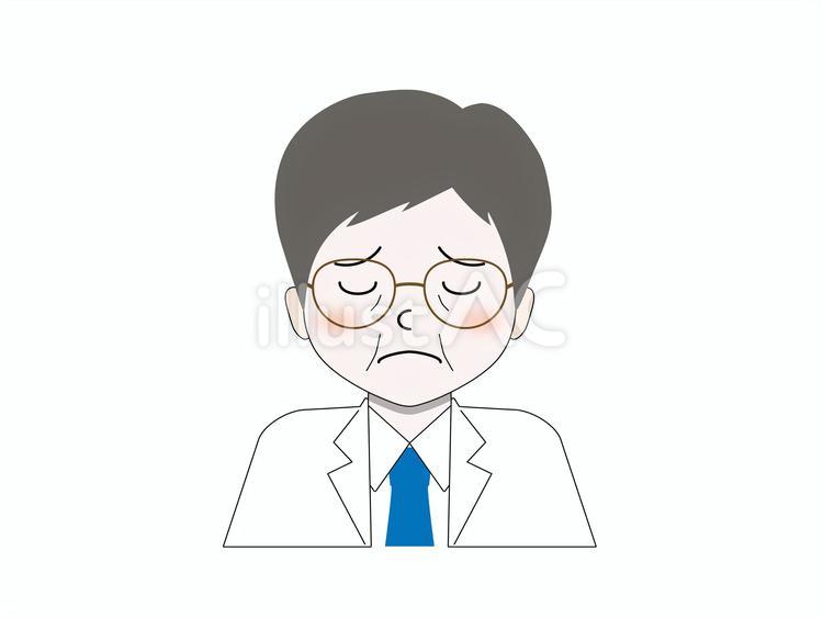 しょんぼりと元気のないベテランの白衣 医者,医師,ベテランのイラスト素材