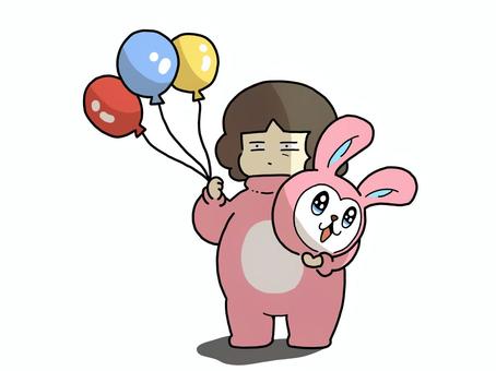 着ぐるみを脱いだ人 着ぐるみ,脱ぐ,うさぎ,アルバイト,単発,労働,疲労,疲れた,くたびれる,疲れるのイラスト素材