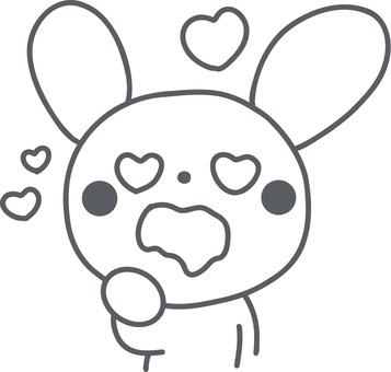 メロメロなハートの目のうさぎのイラスト メロメロ,うさぎ,好き,よだれ,かわいい,シンプル,手描き,ハート,幸せ,推し活のイラスト素材