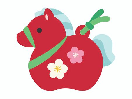 干支鈴/馬/赤 干支鈴,アイコン,かわいい,ポップ,ベクター,馬,馬年,午年,うま年,午のイラスト素材