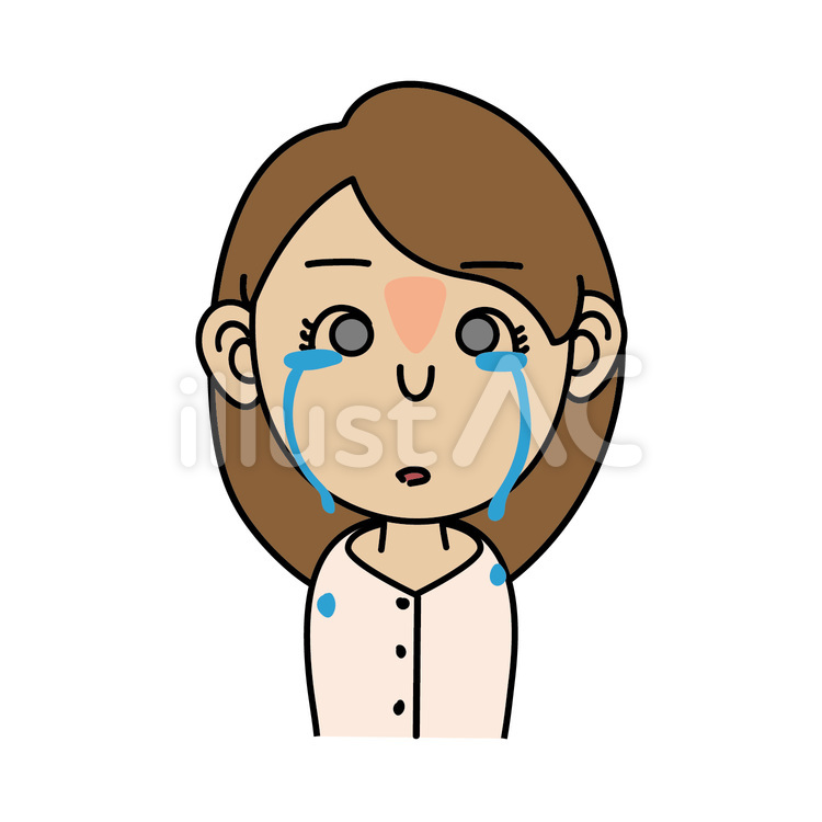 成人女性_A涙を流す顔 女性,成人,表情のイラスト素材