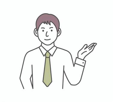 男性会社員イラスト / 薦める・紹介する 人物,紹介,日本人,会社員,薦める,サラリーマン,ナビゲーション,男性,ご案内,ガイダンスのイラスト素材