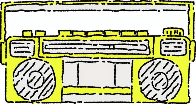 ラジカセ　単色 ラジカセ,ラジオ,カセット,なつかし,音楽,プレーヤー,イラスト,線画,手描き,カラーのイラスト素材