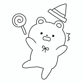 驚くくま ハロウィン,くま,驚く,びっくり,動物,モノトーン,塗り絵,可愛い,ゆるい,手描きのイラスト素材