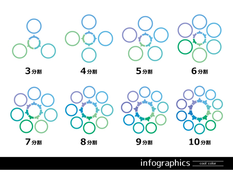 インフォグラフィックス 寒色系 インフォグラフィック,寒色,coolcolor,ビジネス,資料,シンプル,カラフル,プレゼンテーション,分割,情報のイラスト素材