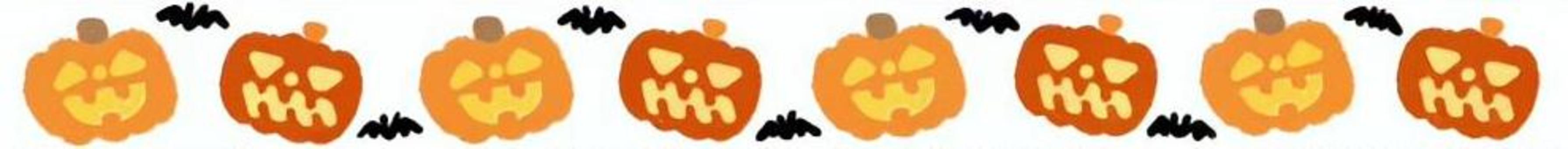 区切り線（ハロウィン） 区切り線,ライン,模様,パターン,植物,かぼちゃ,ジャックオーランタン,ハロウィン,１０月のイラスト素材