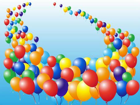 Blue sky and balloon_1, balloon, rainbow, seven colors, JPG, PNG and AI