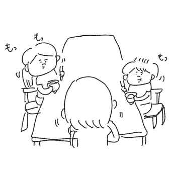 モノクロ　食卓　家族 食卓,モノクロ,家族,ご飯,食事のイラスト素材