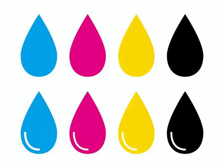 CMYKインクイラスト（セット） インク,cmyk,ドロップ,アイコン,雫,水滴,液体,マーク,イメージ,ピクトグラムのイラスト素材