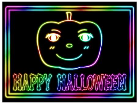 HAPPY HALLOWEEN happy,halloween,ハロウィン,ネオン風,グラデーション,虹色,レインボー,黒,かわいい,笑顔のイラスト素材