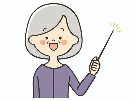 説明するおばあさん おばあさん,説明,教える,解説,プレゼン,発表,ポイント,注目,誘導,アドバイスのイラスト素材