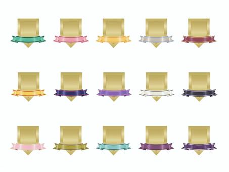 いろいろメダルリボンセット21 いろいろメダルリボンセット21 あしらい,フレーム,メダル,リボン,レトロ,シルエット,かわいい,見出し,飾り,デザインのイラスト素材