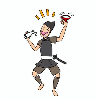 酔う鎌倉時代の雑兵 雑兵,侍,武士,鎧武者,兵士,戦士,日本,和風,歴史,日本史のイラスト素材