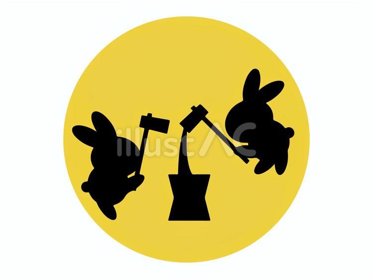 月で餅をつくうさぎ うさぎ,シルエット,月のイラスト素材