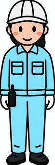 青の作業員の女性です。 青の作業員の女性です。 作業員,シンプル,スタッフ,従業員,アルバイト,パート,倉庫,運搬,物流,作業のイラスト素材