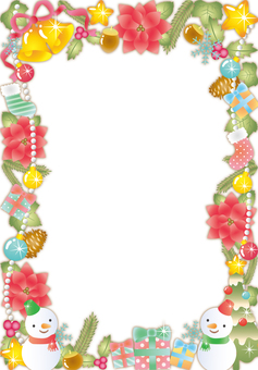 クリスマス飾り雪だるまの無地フレーム(縦 クリスマス飾り雪だるまの無地フレーム(縦 クリスマス,雪だるま,冬,雪,キラキラ,かわいい,フレーム,背景,カード,オーナメントのイラスト素材