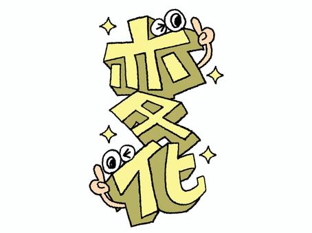 変化 変化 変化,文字絵,立体,フォント,目,可愛い,イメージ,pop調,手描き,挿絵のイラスト素材