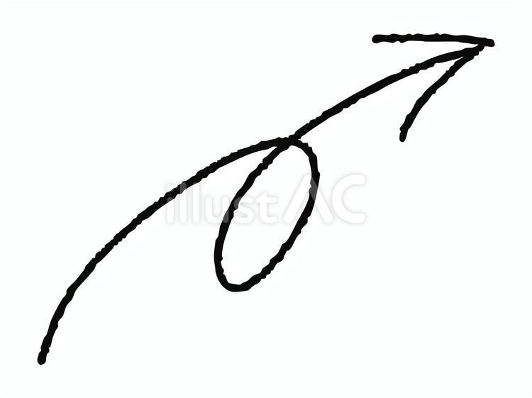 黒ペン風ぐるっと矢印マーク 黒,手書き,矢印のイラスト素材