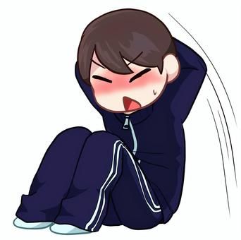 腹筋＿男性 人物,生活,全身,男性,腹筋,運動,ジャージ,素材のイラスト素材