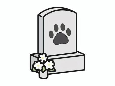 ペットの墓石と白いお花のイラスト ペット,墓石,供養,お墓,献花のイラスト素材