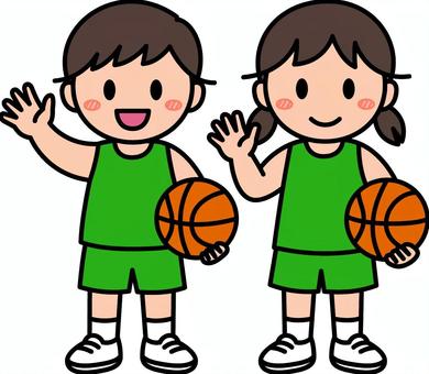 緑のバスケットボールの男子女子です。