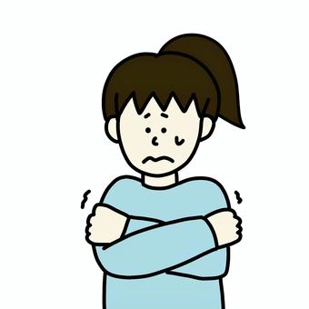 寒がっている女性 女性,人物,シンプル,寒い,震える,寒がり,冷え性のイラスト素材