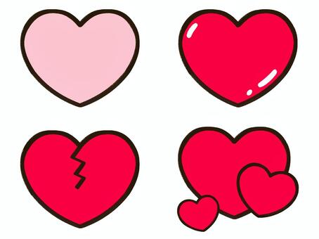 手書き_ハート_セット_01 手書き,赤,ハート,光沢,かわいい,シンプル,ガーリー,アイコン,マーク,落書きのイラスト素材