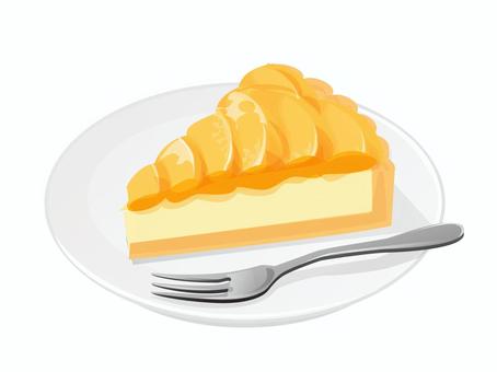 黄桃のタルト4 黄桃,タルト,ミント,スイーツ,料理,食べ物,フルーツ,皿,ピースのイラスト素材