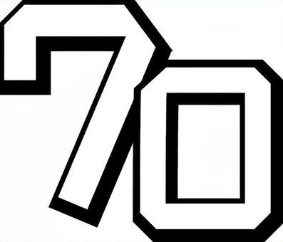 数字二桁　 数字,二桁,70,文字,計算,表示,線,フチ,シンプル,白黒のイラスト素材