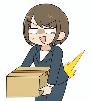 ぎっくり腰になった女性（スーツ） ぎっくり腰,腰痛,腰,痛み,女性,スーツ,会社員,ｏｌ,社会人,キャリアウーマンのイラスト素材