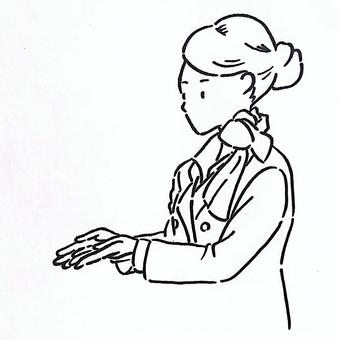 チケットを確認するCA ca,飛行機,キャビンアテンダント,客室乗務員,ホテル,受付,フロント,旅行,チケット,空港のイラスト素材