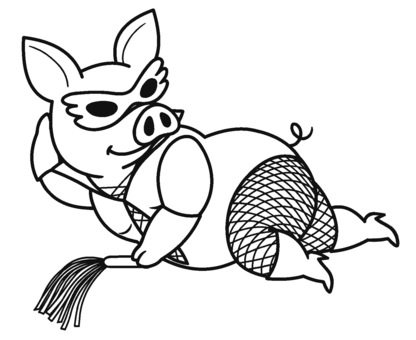 横たわるブタの女王様 横たわるブタの女王様 ブタ,横たわる,女王様,鞭,面白い,網タイツ,線画,塗り絵のイラスト素材