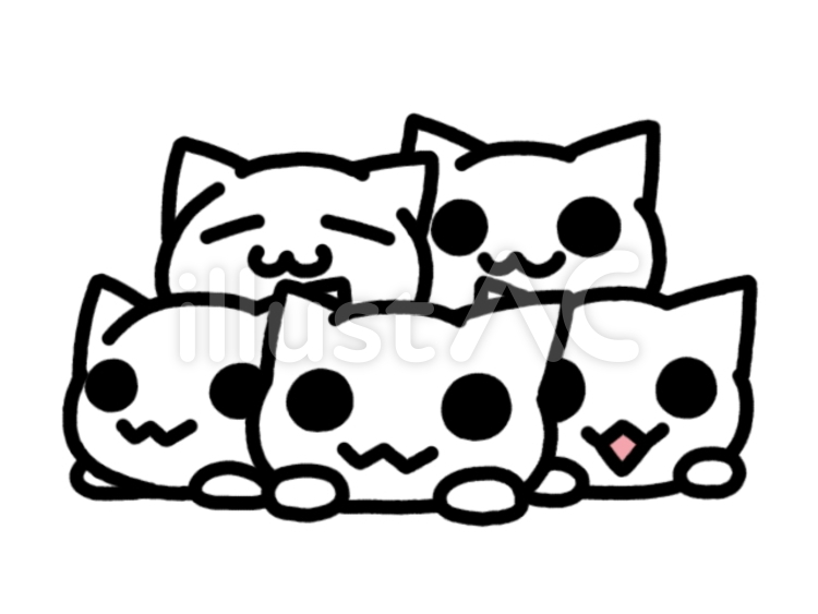 猫大集合　白猫 猫,集合,大集合のイラスト素材