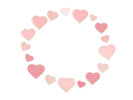 ピンクハートの丸型フレーム ハート,フレーム,枠,飾り枠,バレンタイン,ホワイトデー,2月,3月,飾り,装飾のイラスト素材