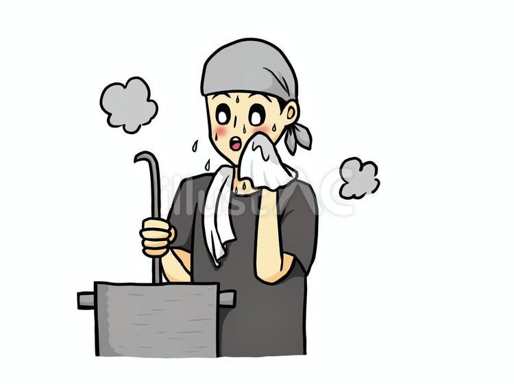 汗をかきながら料理する男性 人物,男性,料理のイラスト素材