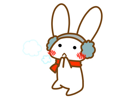 ゆるいうさぎイヤーマフ うさぎ,兎,動物,冬,イヤーマフ,マフラー,キャラクター,マスコット,手描き,寒いのイラスト素材