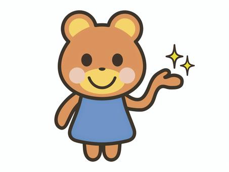 何かを紹介するイメージのくまのキャラ クマ,紹介,説明,案内,提案,かわいい,動物,キャラクター,子ども,手のひらのイラスト素材