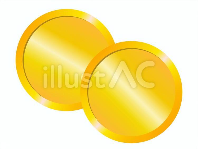 コイン　硬貨　金メダル　ゴールド　複数 コイン,硬貨,金メダルのイラスト素材