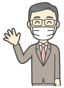  中年スーツ眼鏡-117-バスト マスク,サラリーマン,会社員,中年,ビジネスマン,オフィス,ビジネス,営業マン,先生,講師のイラスト素材
