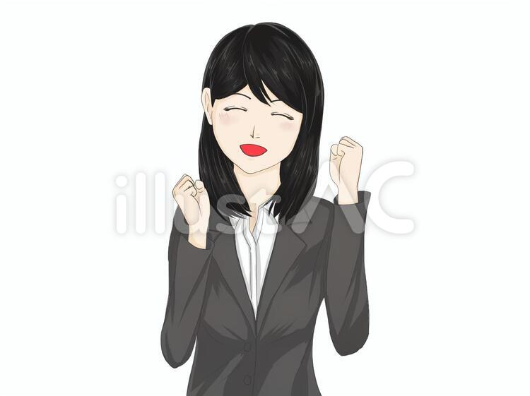 20代　女性　スーツ　笑顔　 20代,女性,スーツのイラスト素材