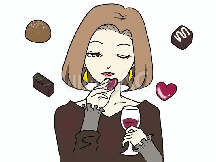 チョコは自分へのご褒美に。 ２月,バレンタイン,チョコのイラスト素材