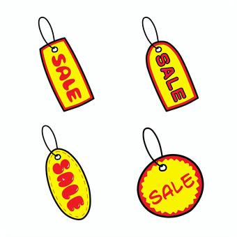 タグ タグ セール,sale,イラスト,タグ,かわいい,フリーハンド,イエローのイラスト素材