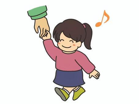 大人と手をつないで歩く女の子 親子,女の子,女児,子ども,手をつなぐ,歩く,散歩,パパ,ママ,父のイラスト素材