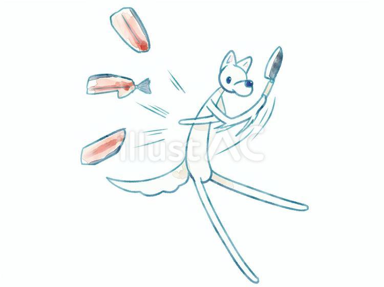 三枚おろし犬 犬,可愛い,魚のイラスト素材