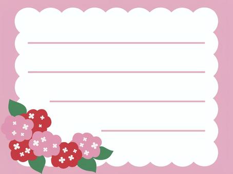 Hydrangea pink horizontal notepaper, hydrangea, stationery, simple, JPG and PNG