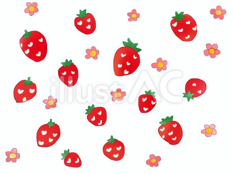 いちごフワフワ イチゴ,かわいい,花のイラスト素材