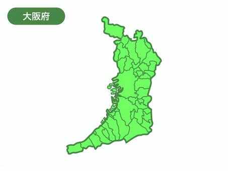 大阪府の地図のイラスト（線つき） 大阪府,地図,地域,地理,日本,都道府県,関西,近畿,大阪市,堺市のイラスト素材