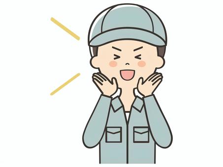 応援する男性作業員 応援する男性作業員 頑張れ,叫ぶ,呼ぶ,声かけ,集客,応援,声援,お知らせ,注目,男性のイラスト素材